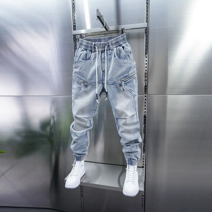 Fashionable Street Jeans Cool Zipper Harem Jeans High Quality Luxury Brand Men Clothing