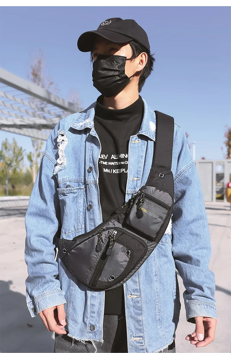 2025 New Men's Oxford Cloth Crossbody Bag Casual Single Shoulder Bag Fashionable Street Style Leisure Chest Bag for Men