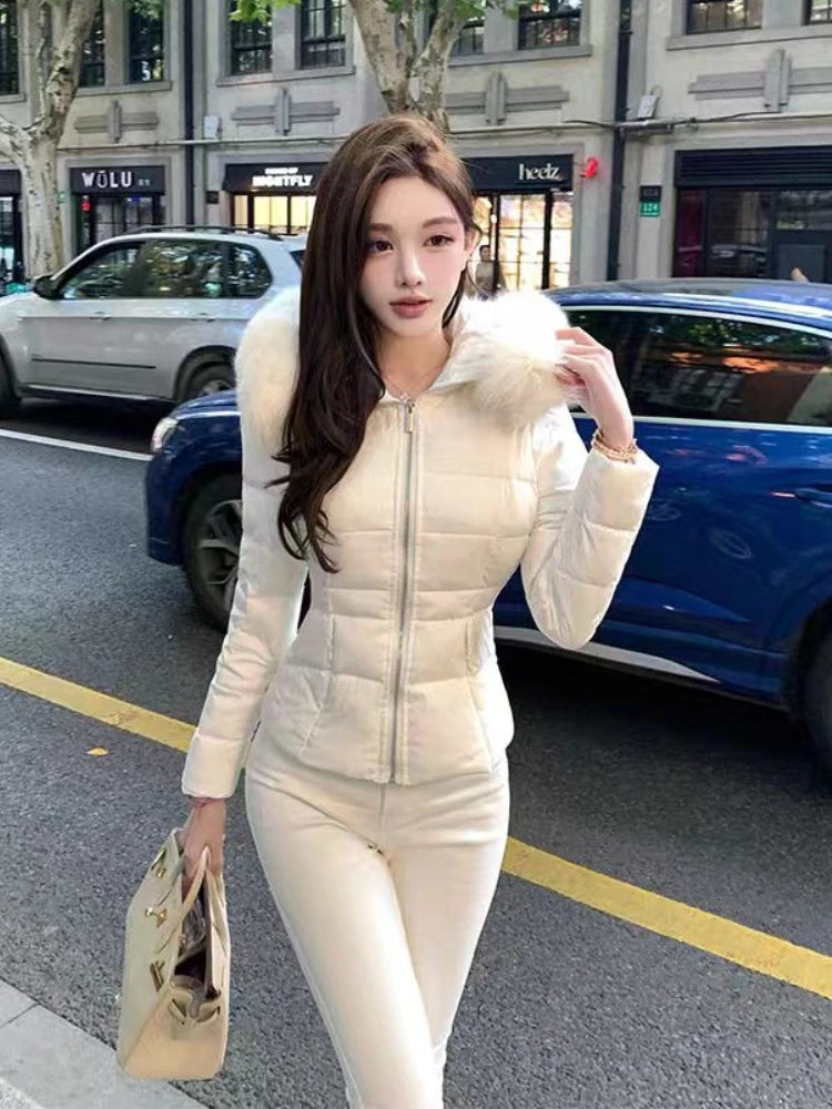 French Casual Long Sleeve Parka Coat Women's Design Hepburn Chic Hooded Zipper Coat Fashion Warm Retro Slim Coat New Style