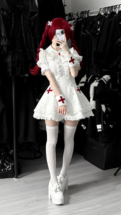 Women's White Gothic Lolita Two-Piece Set