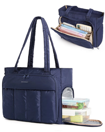 BAGSMART Tote Bag for Women Teacher Tote with Insulated Compartment Puffer Laptop Work Tote Handbags for Work Travel Gym