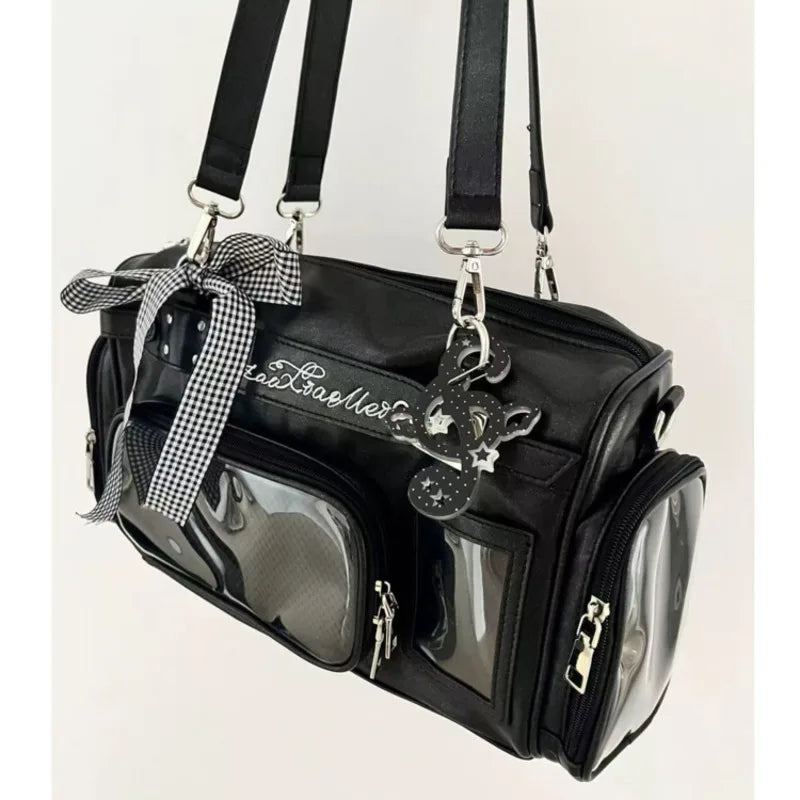 Large Capacity Japanese Y2k Shoulder Itabag Transparent MultiPocket Harajuku Crossbody Bag Cute Girl JK Uniform Underarm Bag