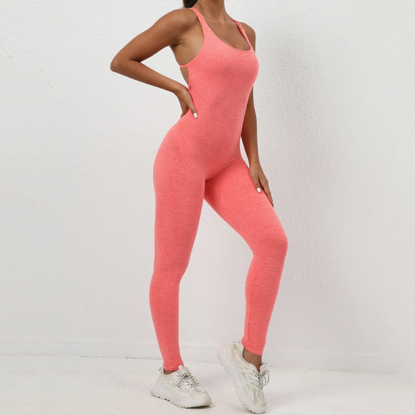 Women's Workout Slim Fit Ruched Black Jumpsuit