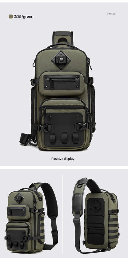 Ozuko Belly Bags Men's Chest Bag Outdoor Tactical One Shoulder Crossbody Bag High Capacity Waterproof Sports Bag For Man