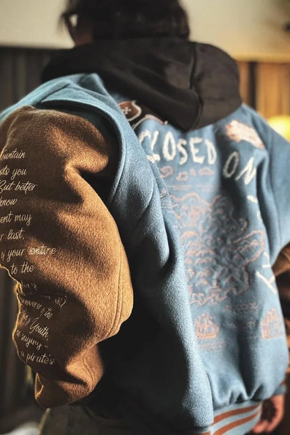 Men's Y2K Embroidered Baseball Jacket - Retro Streetwear