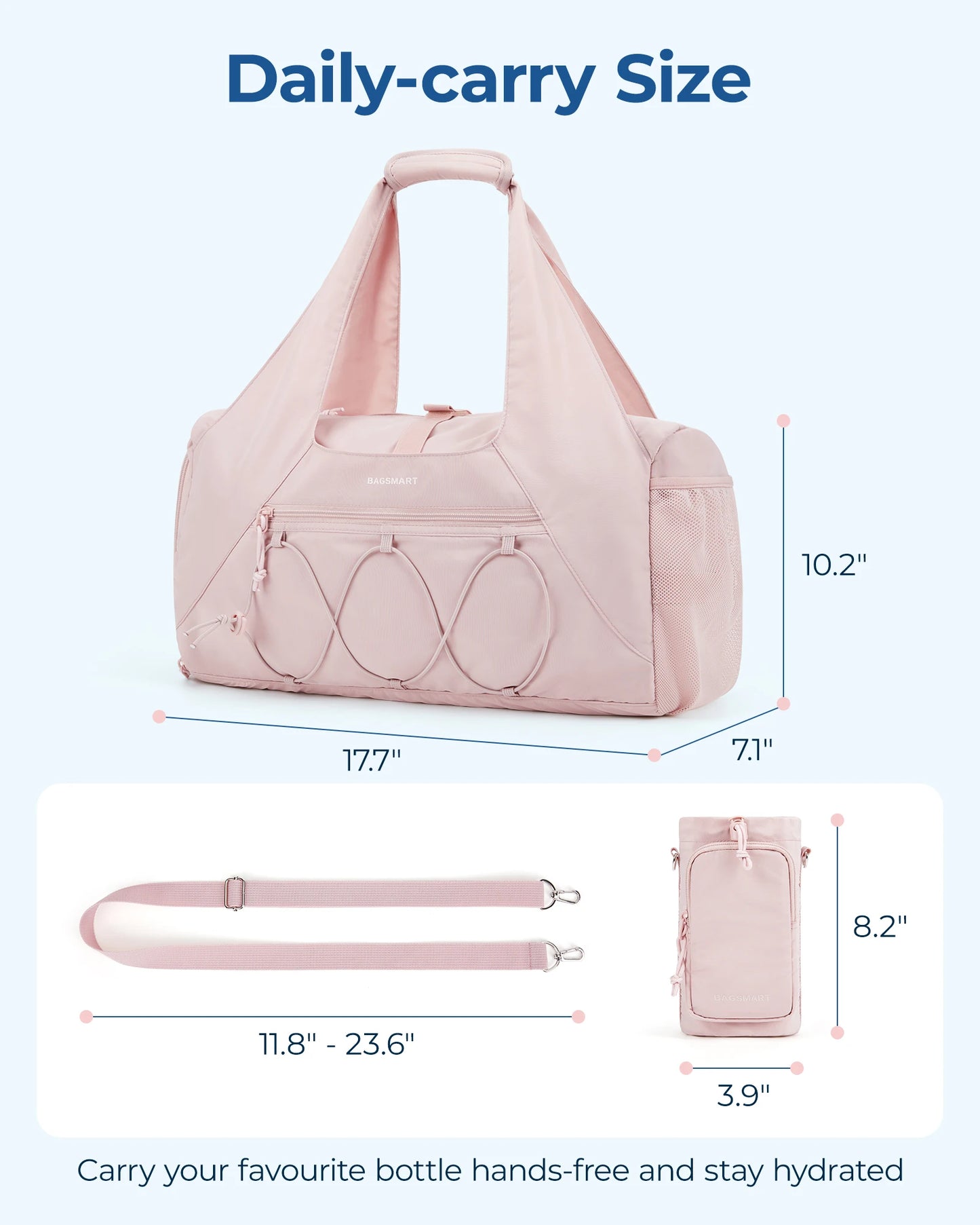 BAGSMART Gym Bag for Women Lightweight Duffel with Shoe Compartment Yoga Travel Tote Bag with Wet Pocket