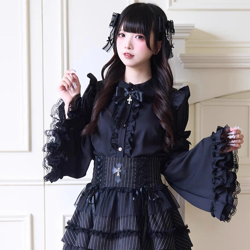 Women's Jirai Kei Lolita Long-Sleeve Blouse