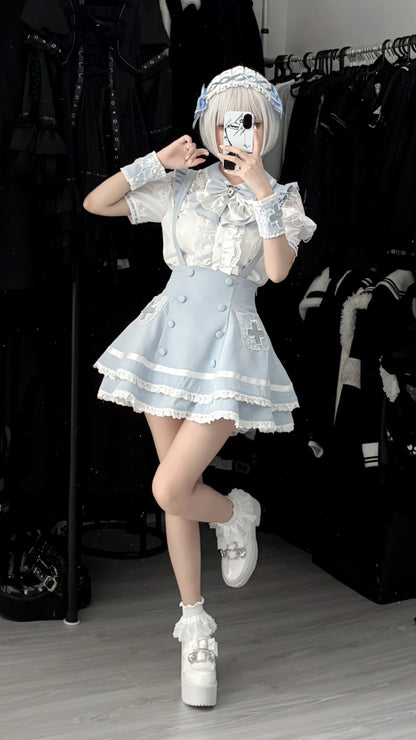 Women's White Gothic Lolita Two-Piece Set