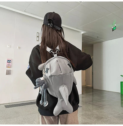 Whale Design Dual Shoulder Backpack Unisex Street Style Cycling Bag Fashionable Student Backpack for Men And Women
