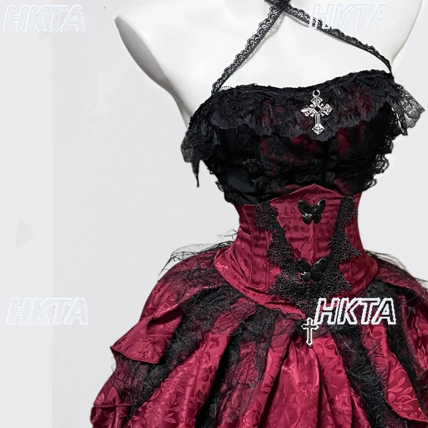 Women's Gothic Halter Lace Skirt Set
