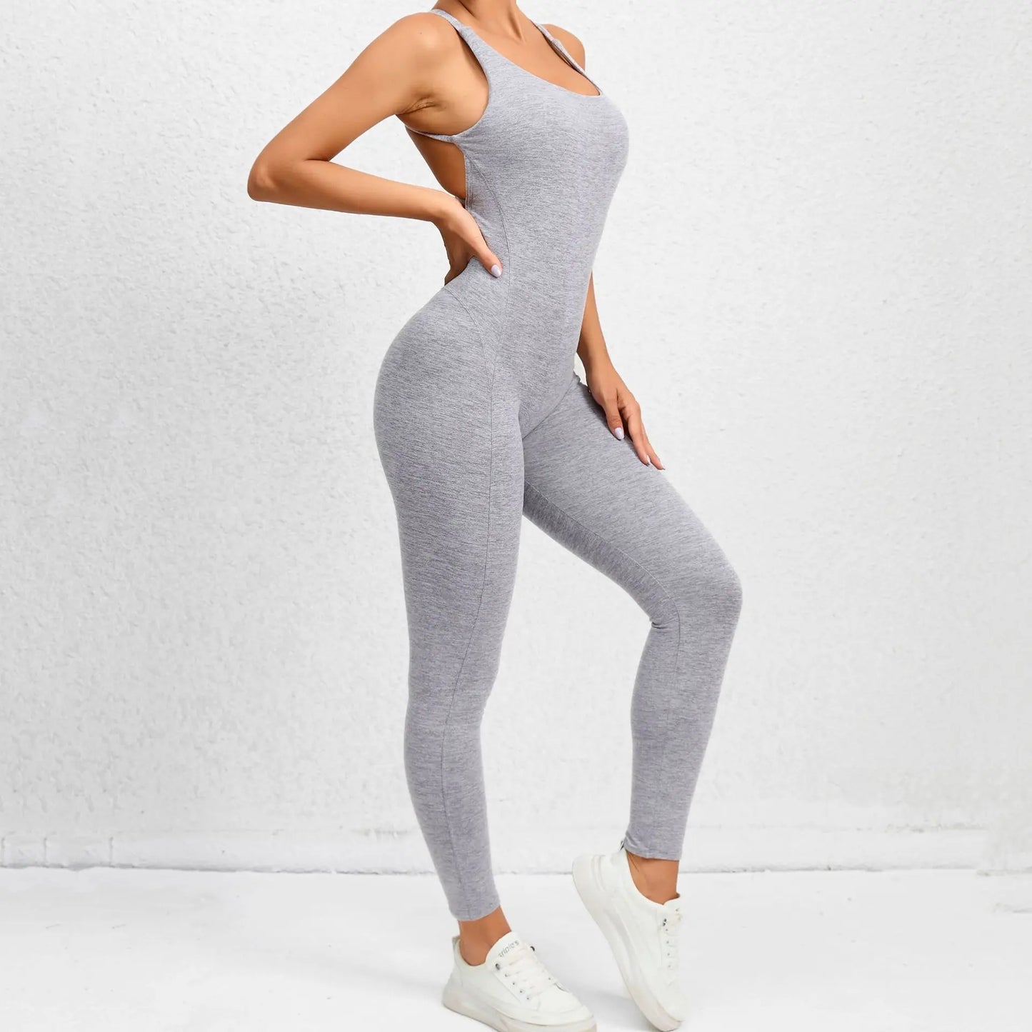 Women's Workout Slim Fit Ruched Black Jumpsuit