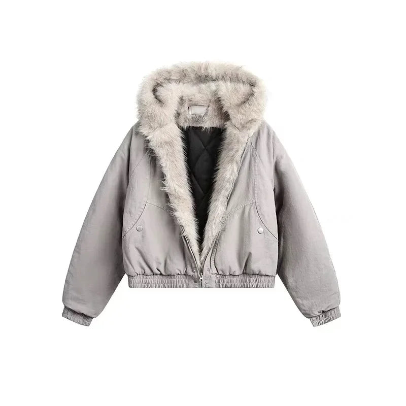 Winter men's cotton jacket with fur collar eagle embroidery and tie-dye design outdoor style jacket thickens and comfortable