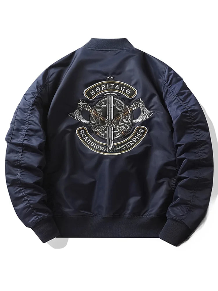 Apex Ritual – Spring Autumn Embroidered MA1 Pilot Jacket Men – Trendy American Workwear Baseball Style