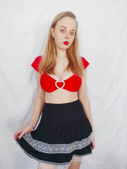 Women's Pink Plaid Gothic Mini Skirt