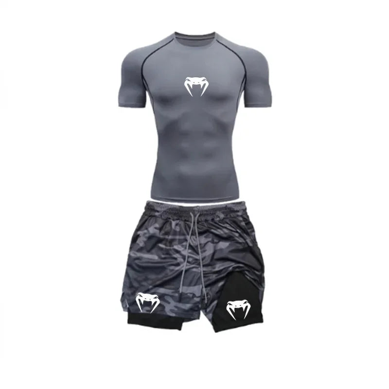 Apex Ritual Men's Training Set – Short-Sleeve Tee & Quick-Dry Mesh Shorts