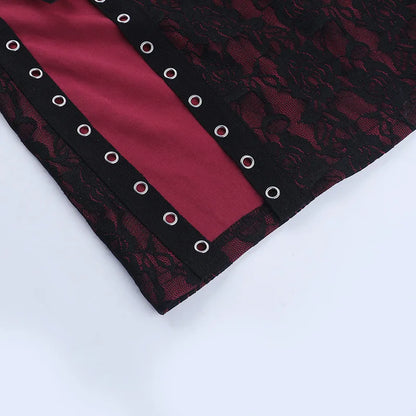 Women's Red Gothic Hollow-Out Strap Dress