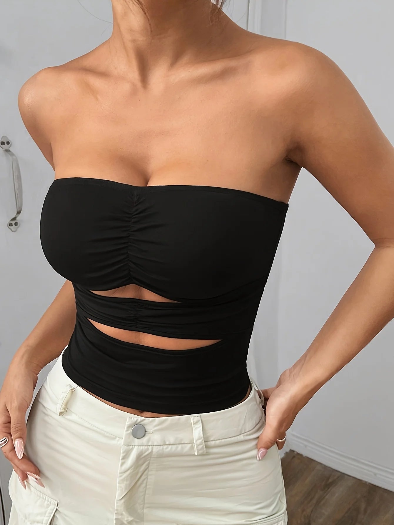 Women's Side-Cutout Strapless Tube Top
