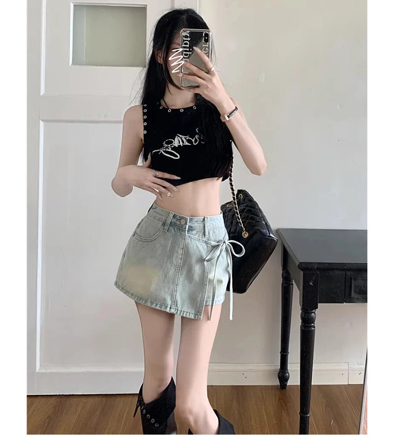 High Waist A-Line Denim Shorts Women's Summer New Style Half-length Skirt Sexy Girls Casual Comfortable Korean Version Short ...