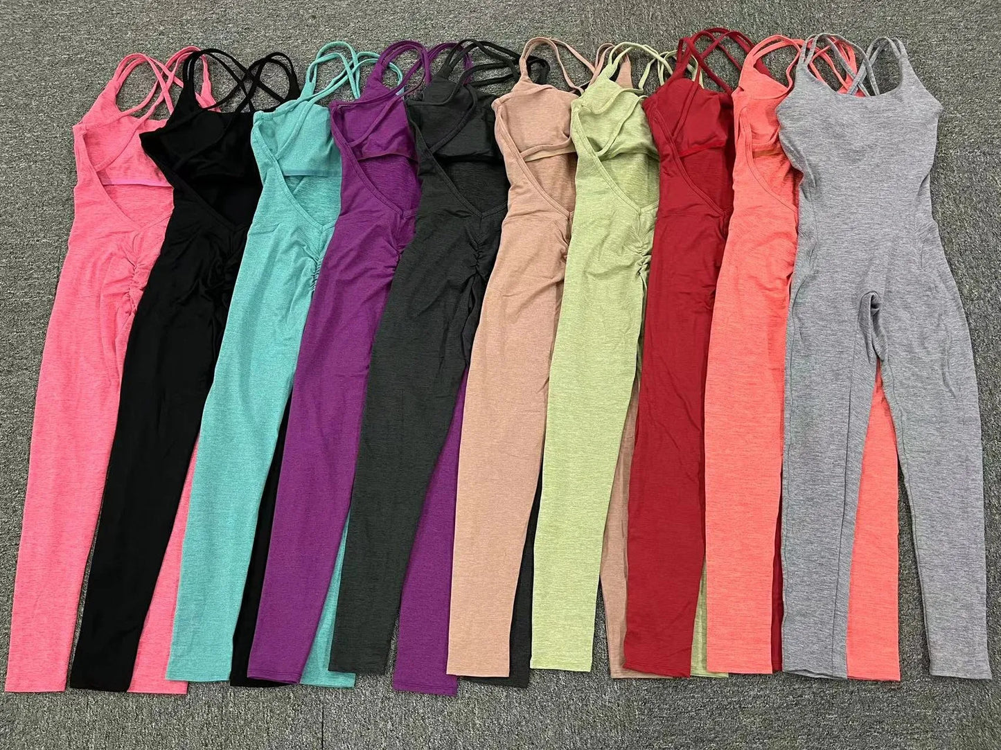 Women's Workout Slim Fit Ruched Black Jumpsuit