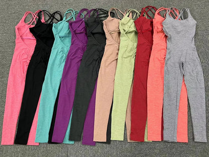 Women's Workout Slim Fit Ruched Black Jumpsuit