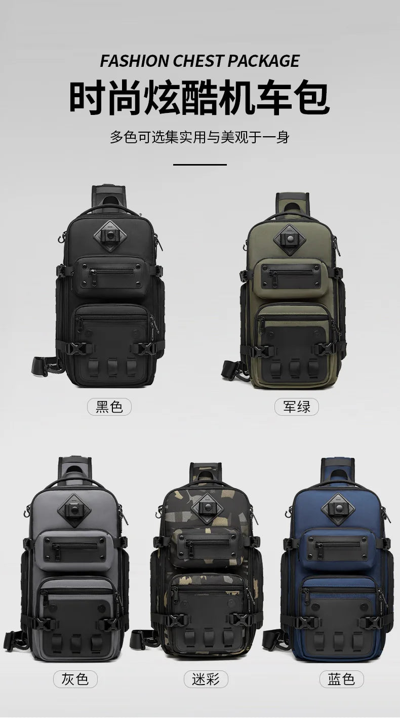 Ozuko Belly Bags Men's Chest Bag Outdoor Tactical One Shoulder Crossbody Bag High Capacity Waterproof Sports Bag For Man