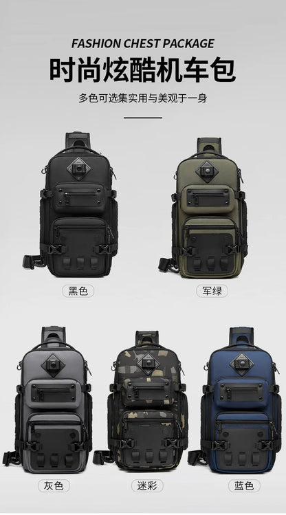 Ozuko Belly Bags Men's Chest Bag Outdoor Tactical One Shoulder Crossbody Bag High Capacity Waterproof Sports Bag For Man