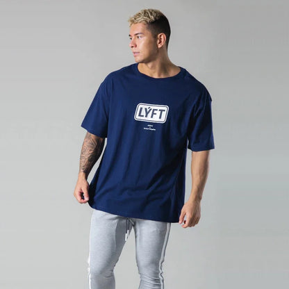 Apex Ritual – メンズレタープリントオーバーサイズスポーツTシャツ – トレーニングストリートウェアTシャツ