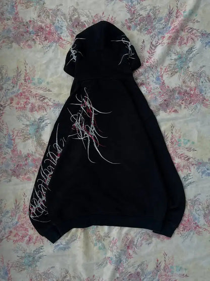 Women's Gothic Minimalist Graffiti Zip-Up Hoodie