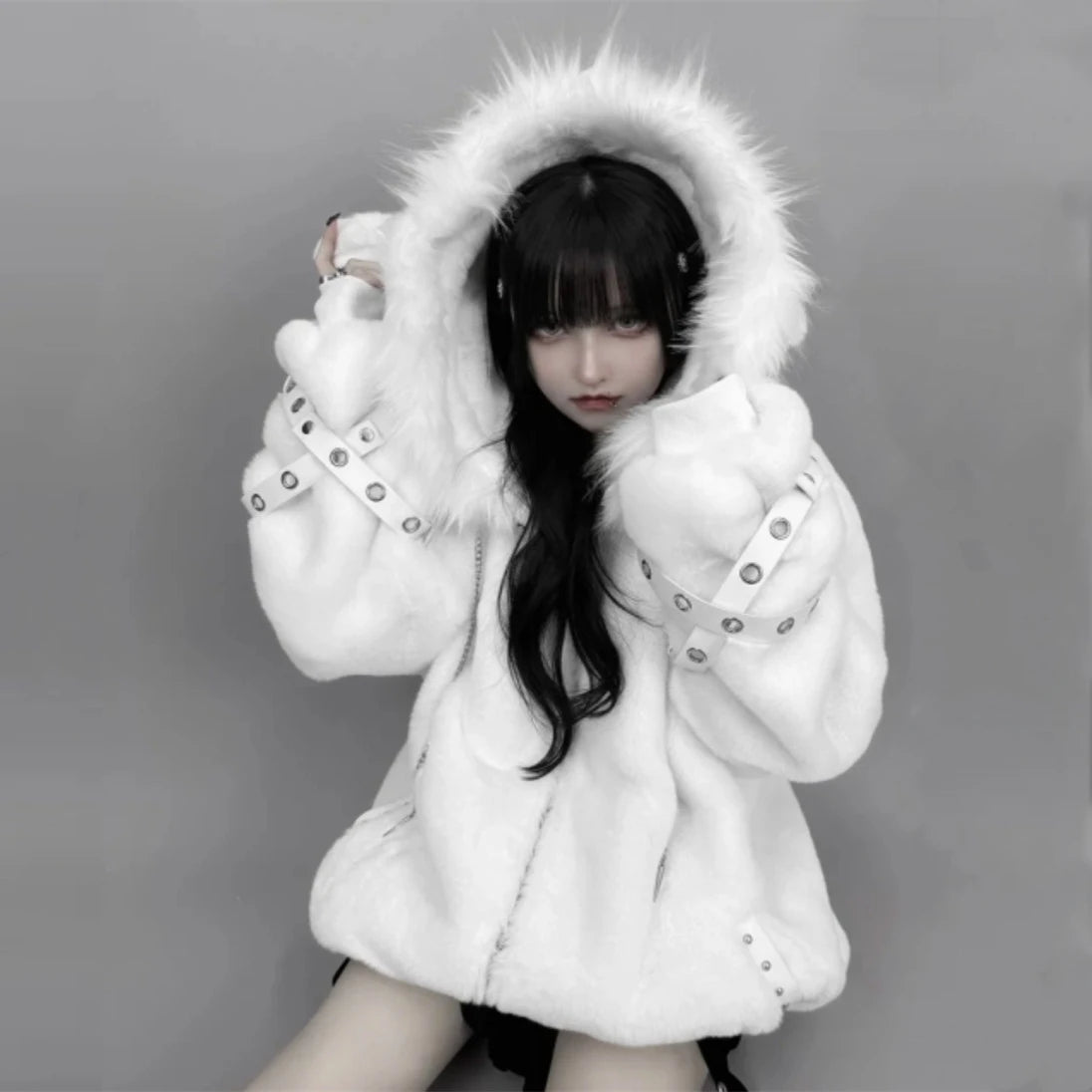Women's Harajuku Plush Ear Fur Coat