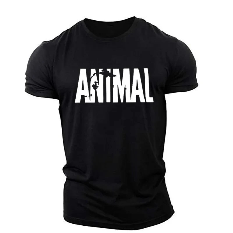 Apex Ritual – Animal Letter メンズオーバーサイズジムTシャツ – ミニマリストOネックストリートウェアスポーツウェア
