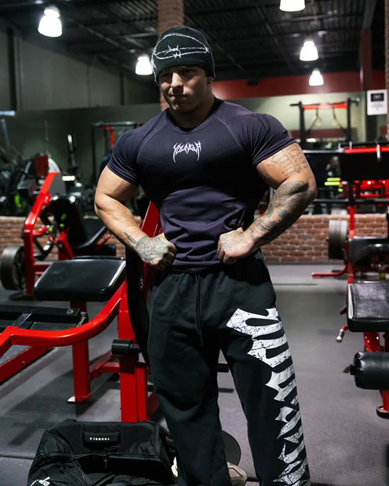 Men's Compression Short Sleeve T-Shirt Tribal Print Workout Tops Breathable Quick Dry Athletic Base Layer for Gym Training Bodyb