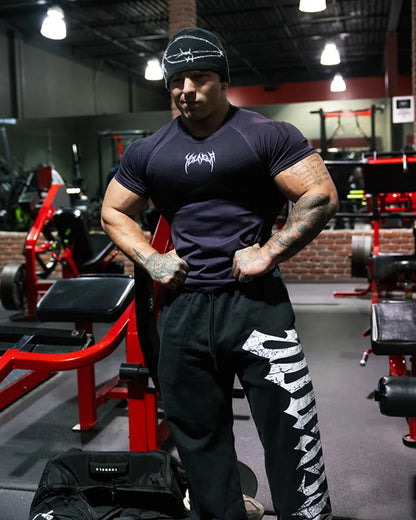 Men's Compression Short Sleeve T-Shirt Tribal Print Workout Tops Breathable Quick Dry Athletic Base Layer for Gym Training Bodyb
