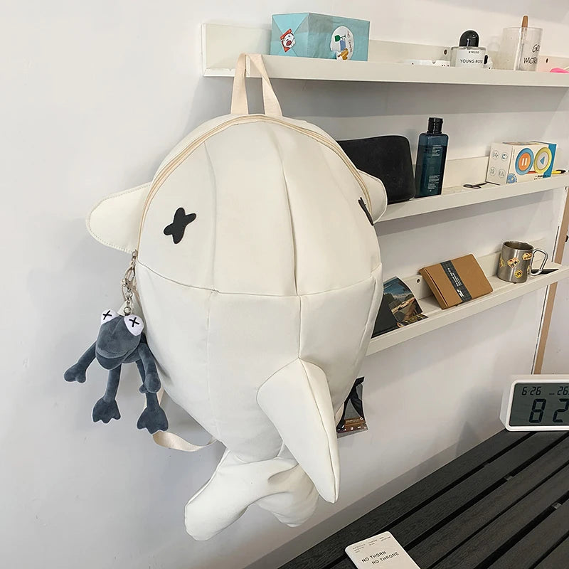 Whale Design Dual Shoulder Backpack Unisex Street Style Cycling Bag Fashionable Student Backpack for Men And Women