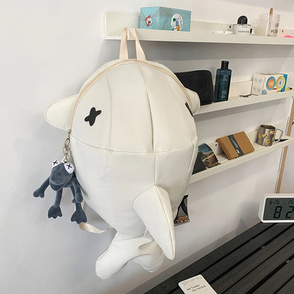 Whale Design Dual Shoulder Backpack Unisex Street Style Cycling Bag Fashionable Student Backpack for Men And Women
