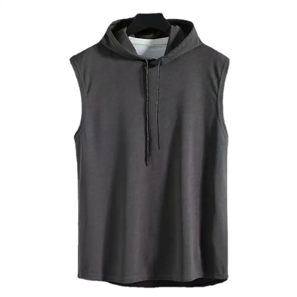 Vest Sleeveless Tees Hooded Woman Men's Tank Tops Male T-Shirt Gym Training Exercise Sport Shirt Korean Style Casual Solid Color