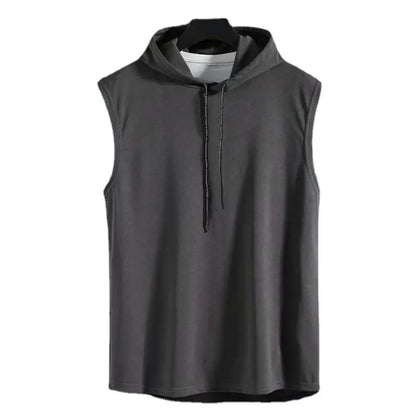 Vest Sleeveless Tees Hooded Woman Men's Tank Tops Male T-Shirt Gym Training Exercise Sport Shirt Korean Style Casual Solid Color