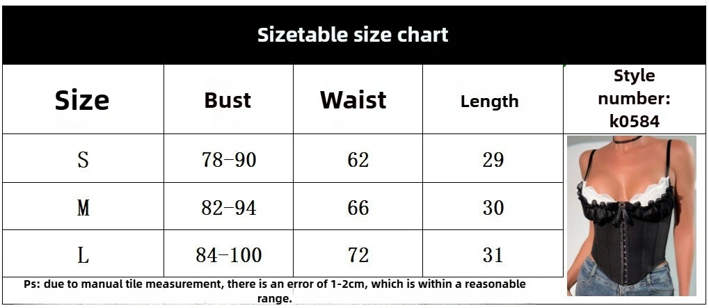 SSexy V Neck Y2K Crop Tops Lace Patchwork Pleated Bowknot Corset Top Sexy Backless Slim Camisole Body Shape Fishbone Bustier