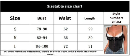 SSexy V Neck Y2K Crop Tops Lace Patchwork Pleated Bowknot Corset Top Sexy Backless Slim Camisole Body Shape Fishbone Bustier