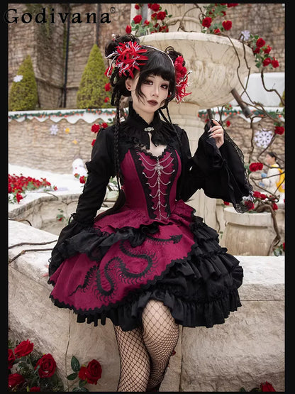 Women's Dark Gothic Lolita A-Line JSK Dress