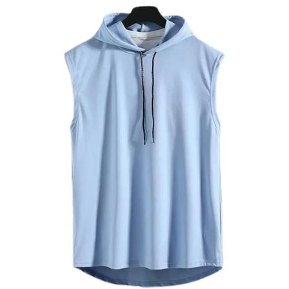 Vest Sleeveless Tees Hooded Woman Men's Tank Tops Male T-Shirt Gym Training Exercise Sport Shirt Korean Style Casual Solid Color