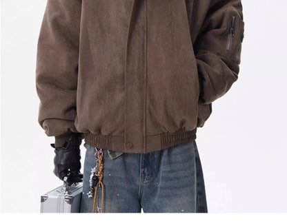 PFNW Fashion Versatile Warm Coat Autumn Winter New Men's Fur Collar High Quality Thick Cotton Jacket 28L1062