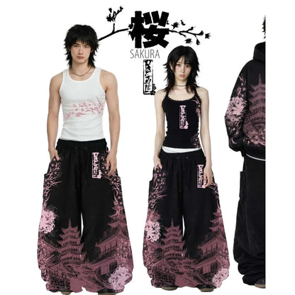 2026 Streetwear Gothic Retro Y2K Loose Harajuku Trendy Men and Women Hip Hop Fashion Casual Versatile Couple Wide Leg Pants