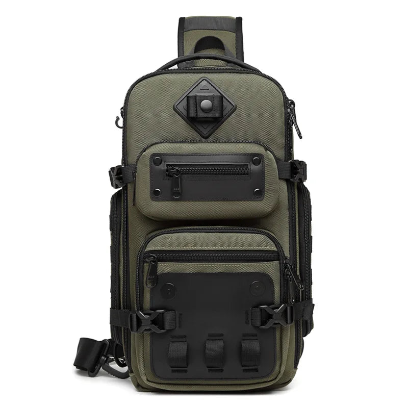 Ozuko Belly Bags Men's Chest Bag Outdoor Tactical One Shoulder Crossbody Bag High Capacity Waterproof Sports Bag For Man