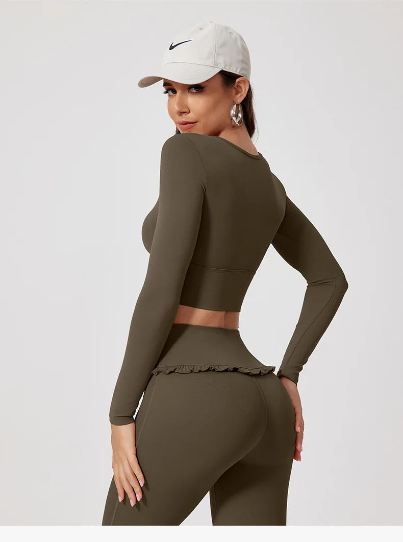 Women's Workout Wide-Leg Slim Fit Two-Piece Set
