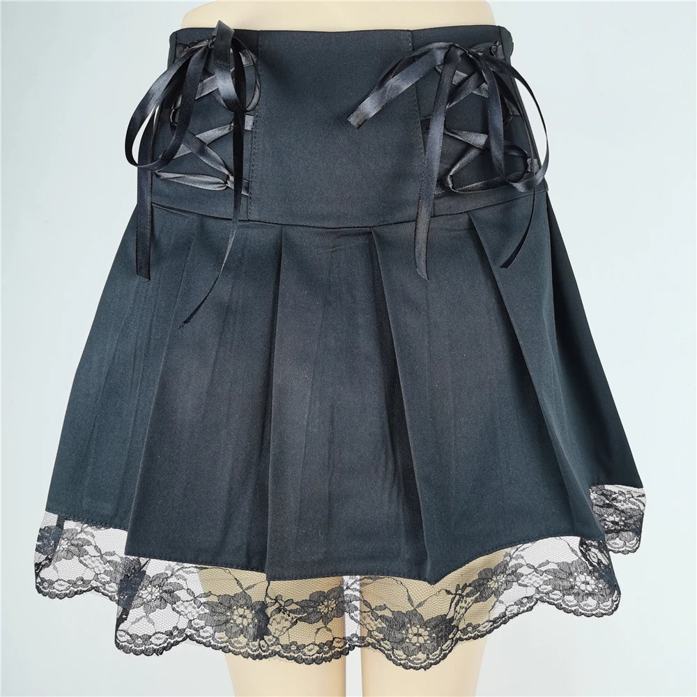 Women's Pink Plaid Gothic Mini Skirt