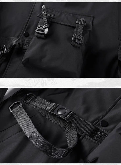 God of Death Bomber Jacket Chest Pocket Techwear Men Punk Hip Hop Tactical Streetwear Black Varsity Jackets Oversized MA1 Coats