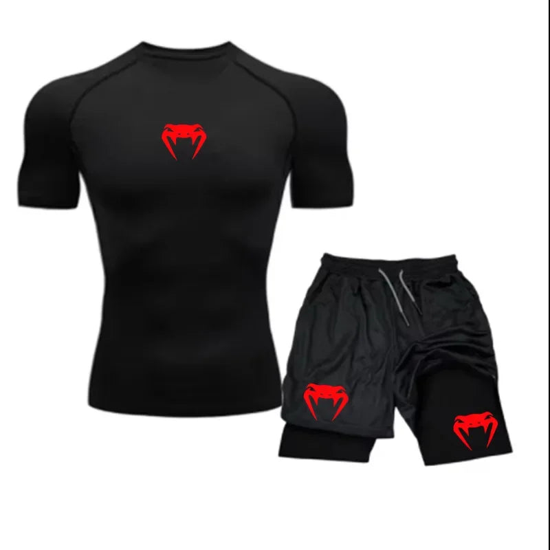 Apex Ritual Men's Training Set – Short-Sleeve Tee & Quick-Dry Mesh Shorts