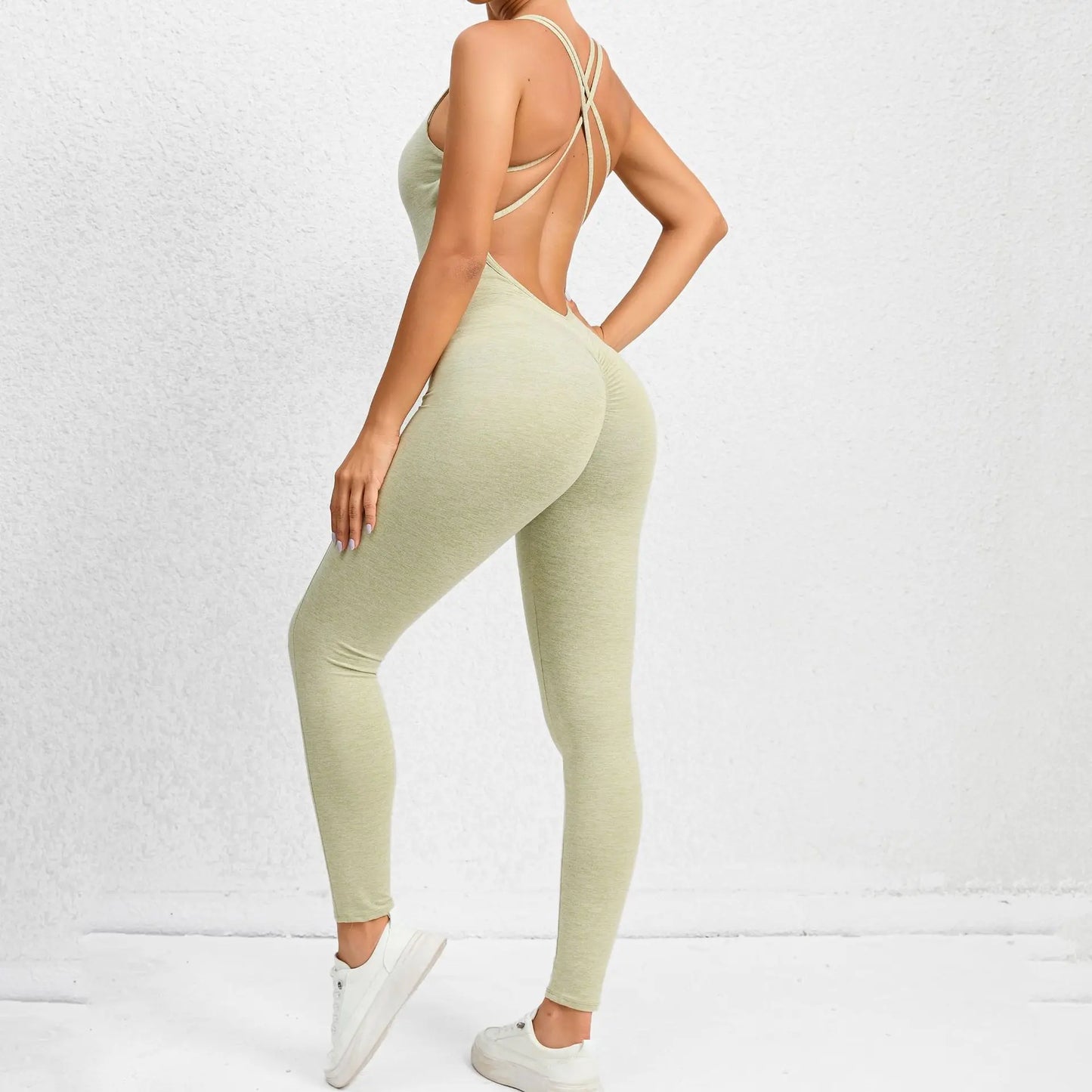 Women's Workout Slim Fit Ruched Black Jumpsuit