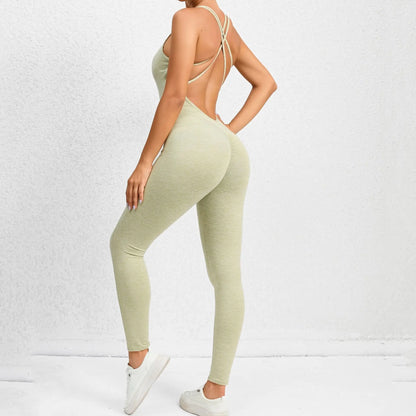 Women's Workout Slim Fit Ruched Black Jumpsuit