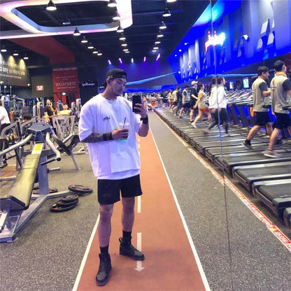 Apex Ritual – メンズオーバーサイズスポーツTシャツ – 丸首コットンサマートレーニングランニングティー